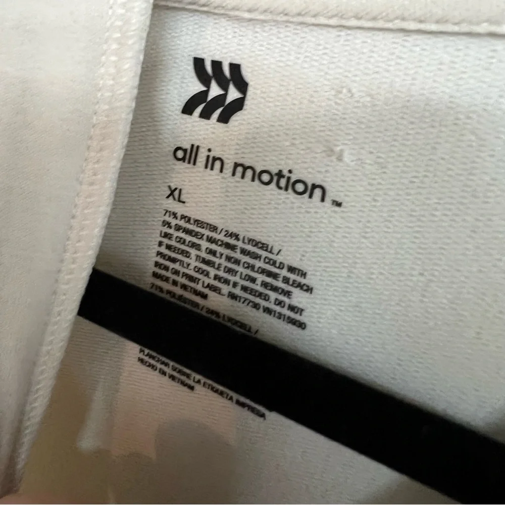 ALL IN MOTION Cream Ultra-Soft Wide Cuff Hooded Sweatshirt, XL - Picture 9 of 9